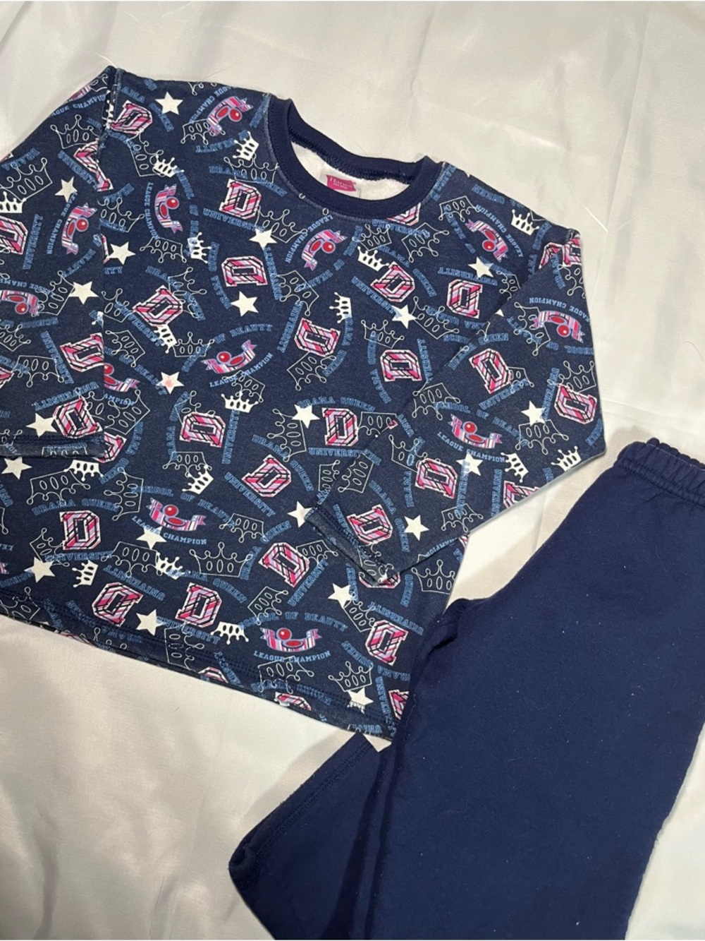 Vintage Hanes Her Way Girls XS 4/5 Diva Crown Blue Sweat Set Y2K